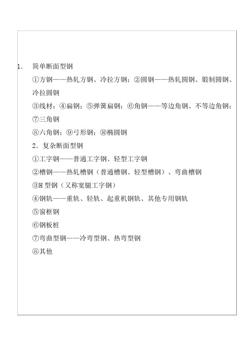 工程常用型钢分类