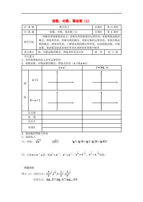 高中数学 初高中衔接教材 第44课时 指数对数幂函数复