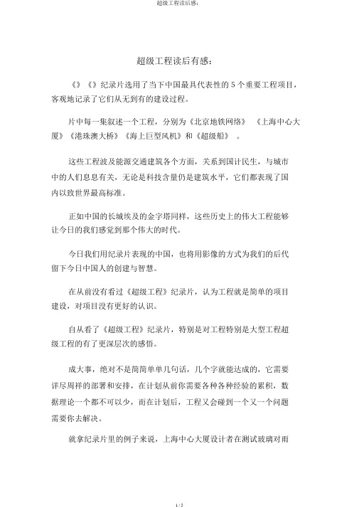 超级工程读后感：