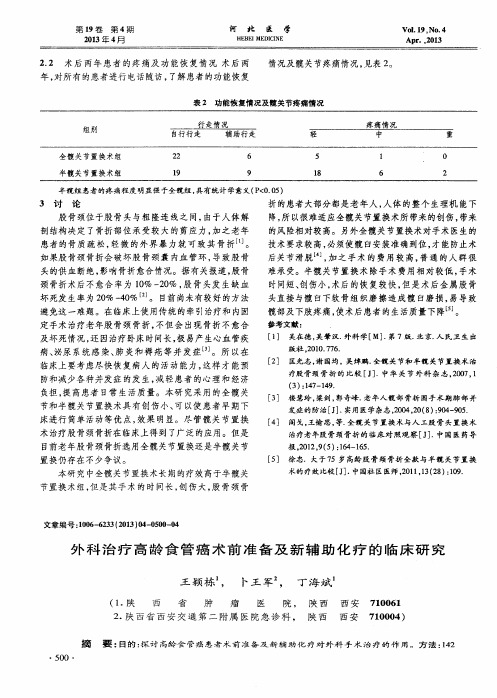 外科治疗高龄食管癌术前准备及新辅助化疗的临床研究