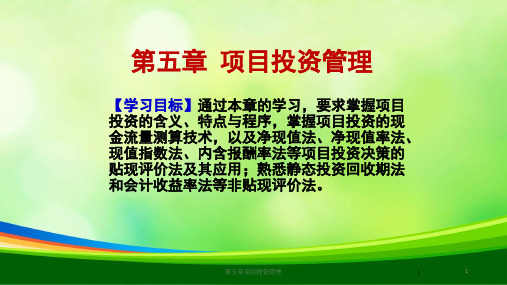 项目投资管理概述(ppt 18页)