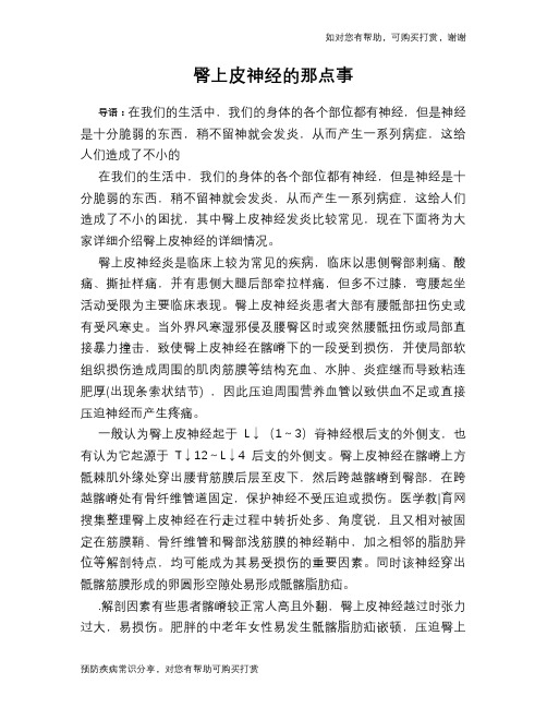 臀上皮神经的那点事