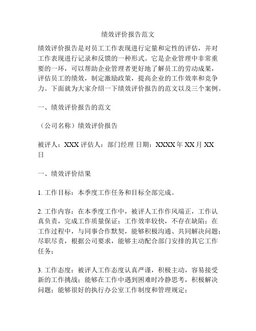 绩效评价报告范文