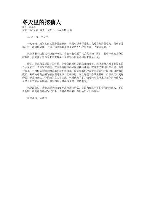 冬天里的挖藕人