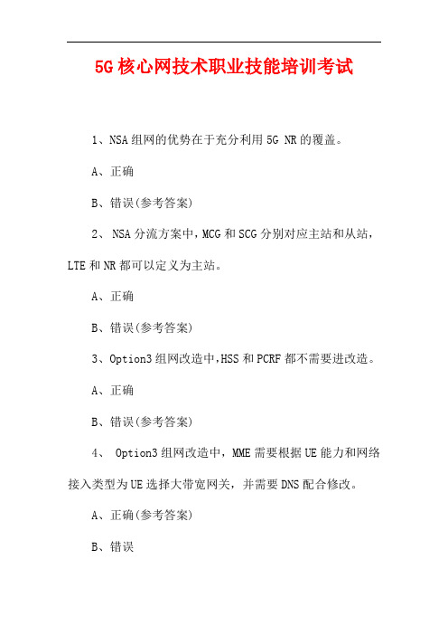 5G核心网技术职业技能培训考试