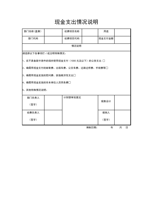 现金支出情况说明