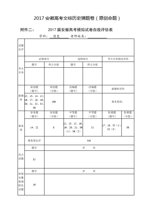 2017高考文综历史猜题卷押题