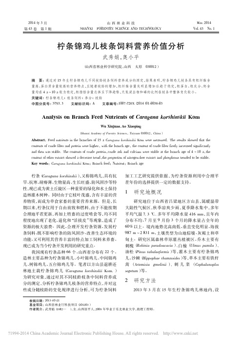 柠条锦鸡儿枝条饲料营养价值分析