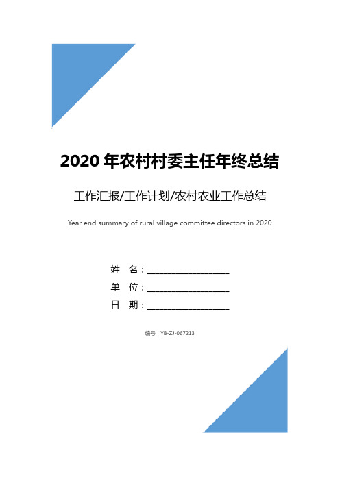 2020年农村村委主任年终总结