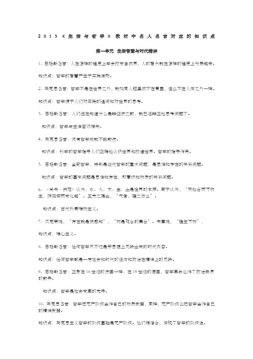 哲学名言对应知识点