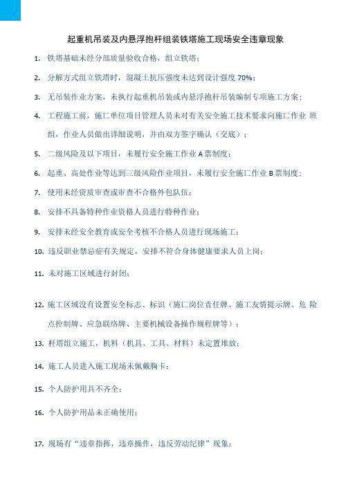 起重机吊装铁塔违章汇集