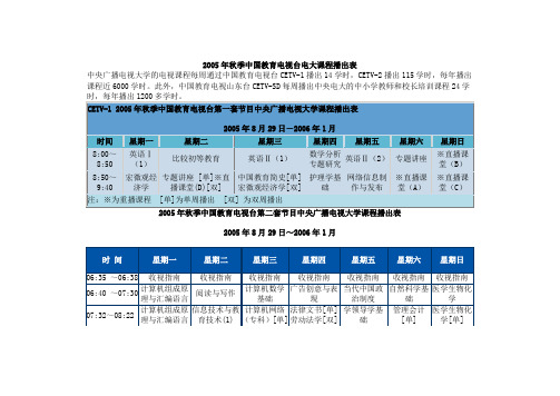 2005年秋季中国教育电视台电大课程播出表