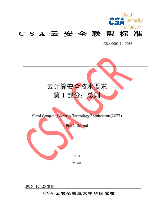 CSA云计算安全技术要求 总则