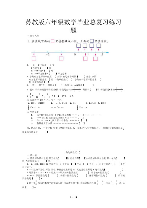 苏教版六年级数学毕业总复习练习题