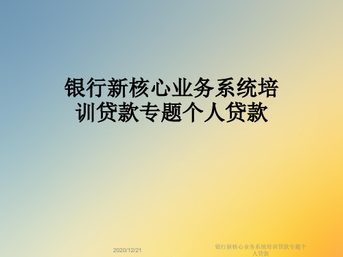银行新核心业务系统培训贷款专题个人贷款
