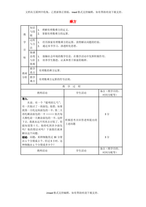 2020秋人教版数学七年级上册1.5.1乘方1
