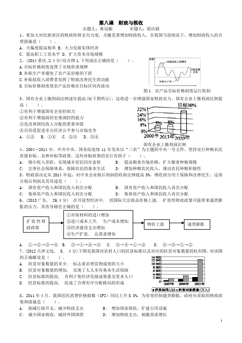 高一政治 第八课  财政与税收 练习