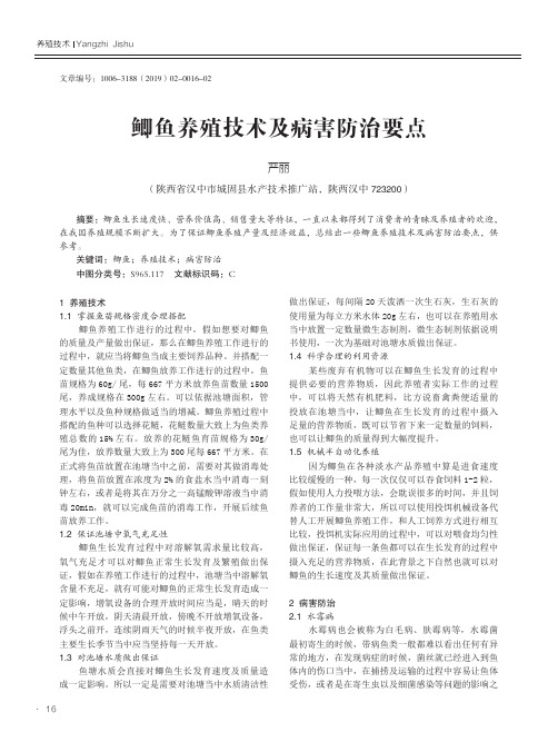 鲫鱼养殖技术及病害防治要点