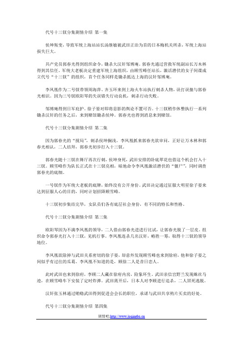 代号十三钗分集剧情介绍