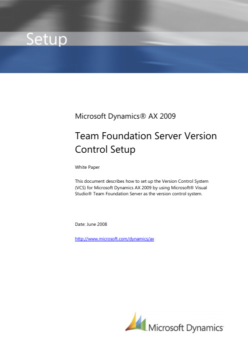 Microsoft Dynamics AX 2009 Team Foundation Server 