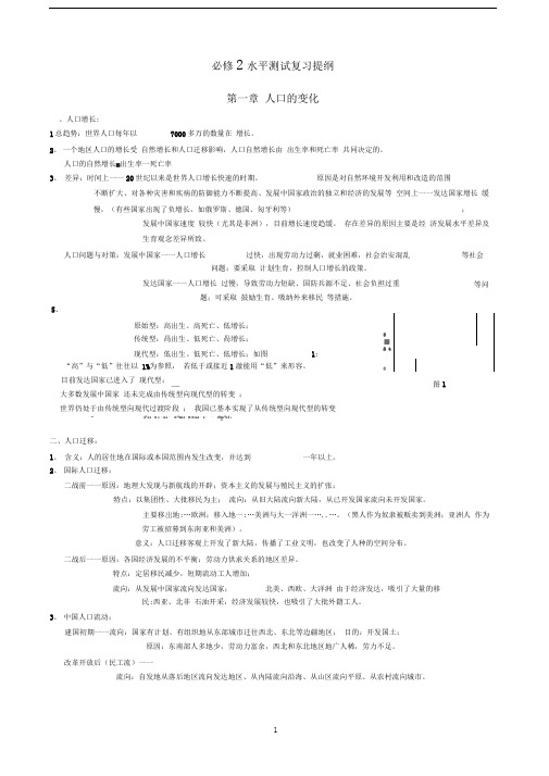 高中地理必修2水平测试复习提纲