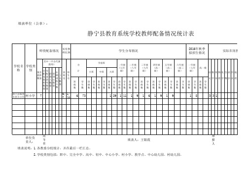 厚川小学教师配备统计表
