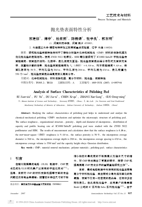 抛光垫表面特性分析