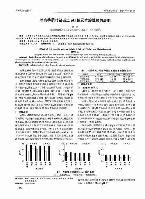 改良物质对盐碱土pH值及水溶性盐的影响