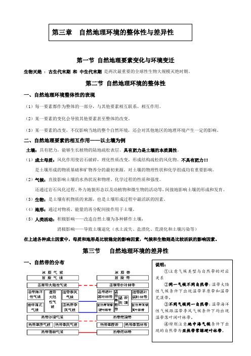 湘教版高中地理必修一   第三、四单元知识整理