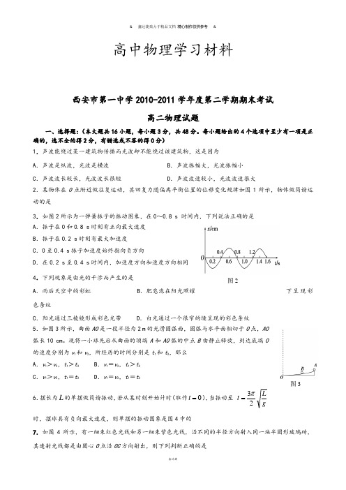 人教版高中物理选修1-1高二下学期期末试题.docx