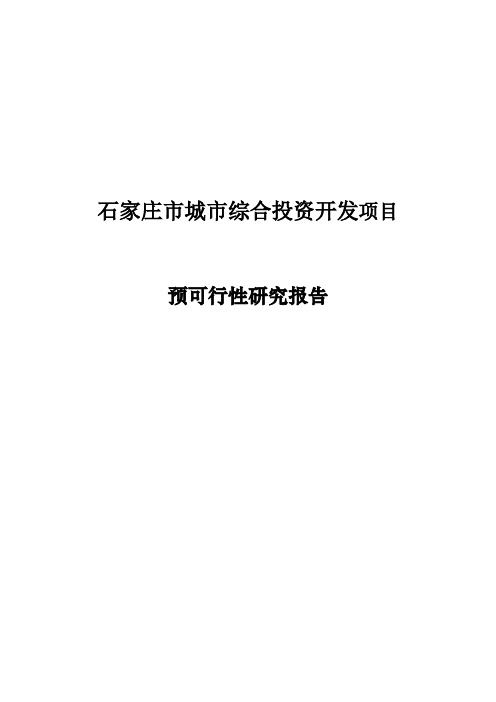 石家庄市城市综合投资开发项目预可行研究报告