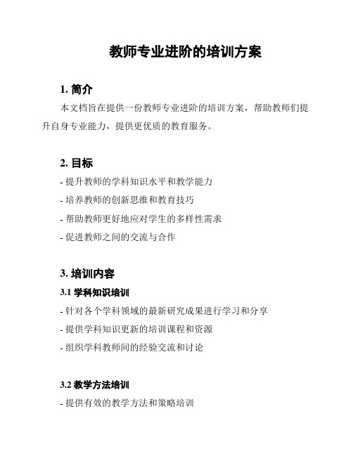 教师专业进阶的培训方案