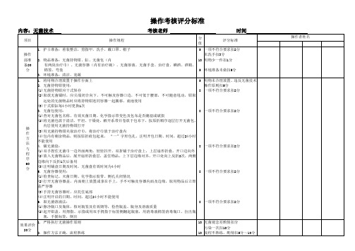 无菌技术操作评分标准