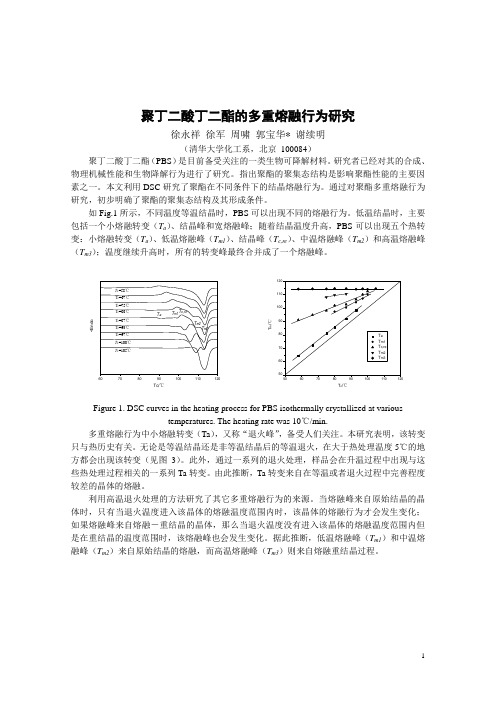 聚丁二酸丁二酯的多重熔融行为研究