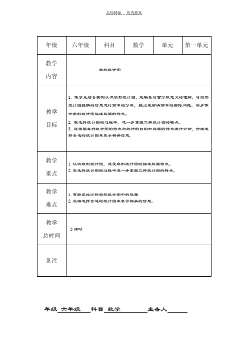 苏教版六年级数学下册第一单元扇形统计图教案