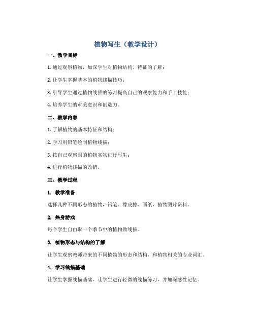 1、植物写生(教学设计)2022-2023学年美术四年级下册 