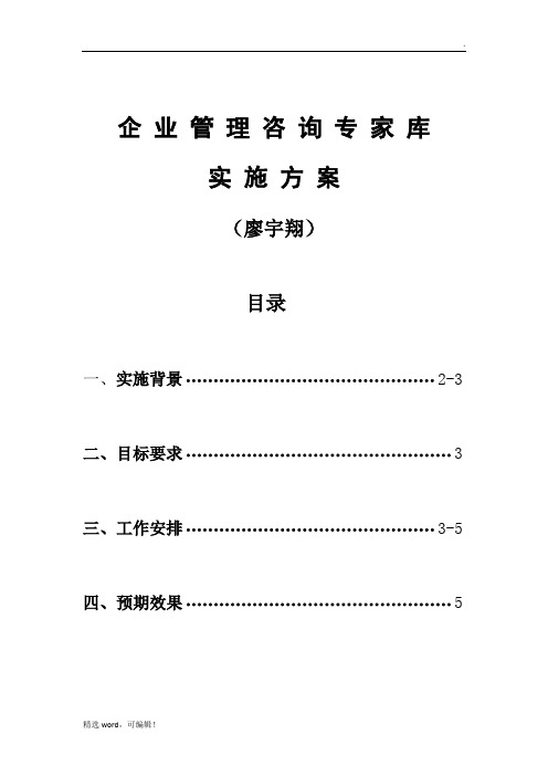 管理咨询专家库实施方案