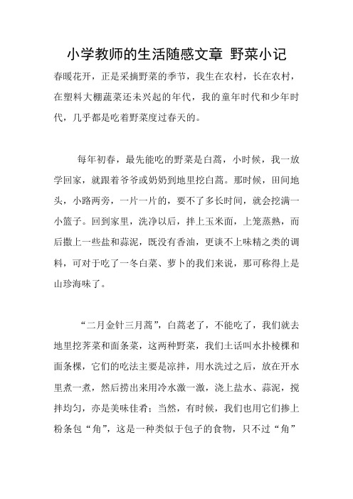 小学教师的生活随感文章 野菜小记