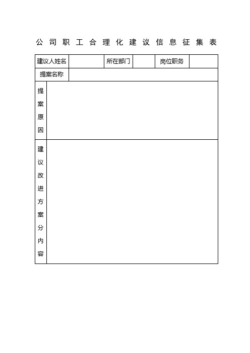 企业员工公司合理化建议提案征集表