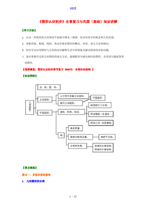 七年级数学上册 第四章《图形认识初步》全章复习与巩固(基础)知识讲解 新人教版