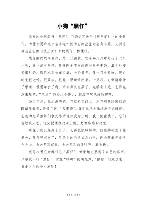 小狗“黑仔”_五年级作文