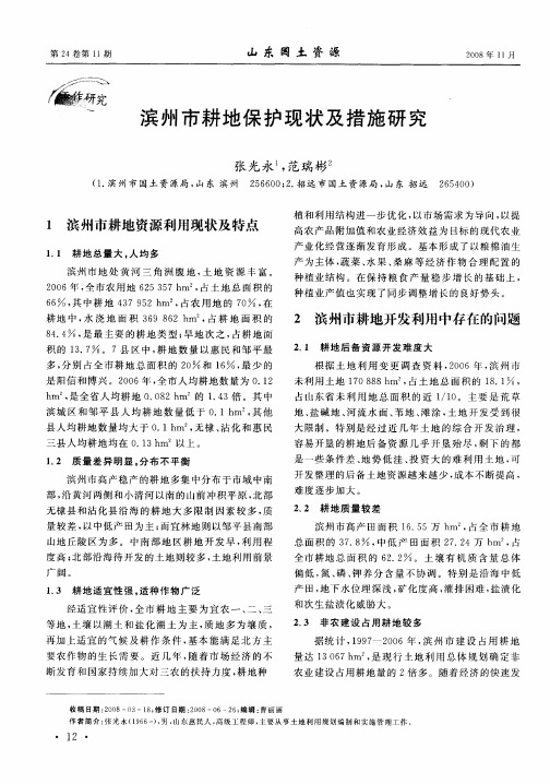 滨州市耕地保护现状及措施研究