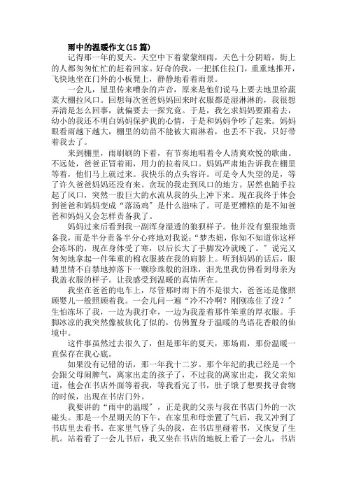 雨中的温暖作文范文精选