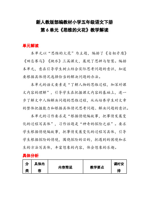 新人教版部编教材小学五年级语文下册第6单元《思维的火花》教学解读