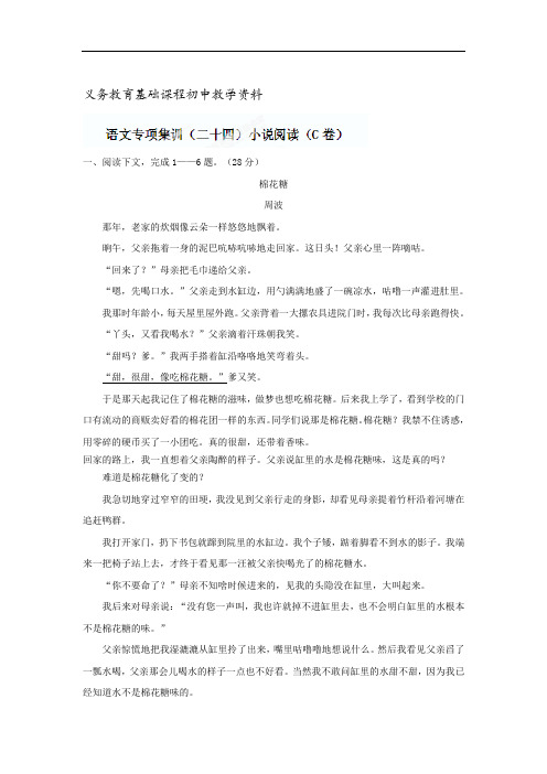 中考语文专项集训：小说阅读(C卷)【含答案解析】