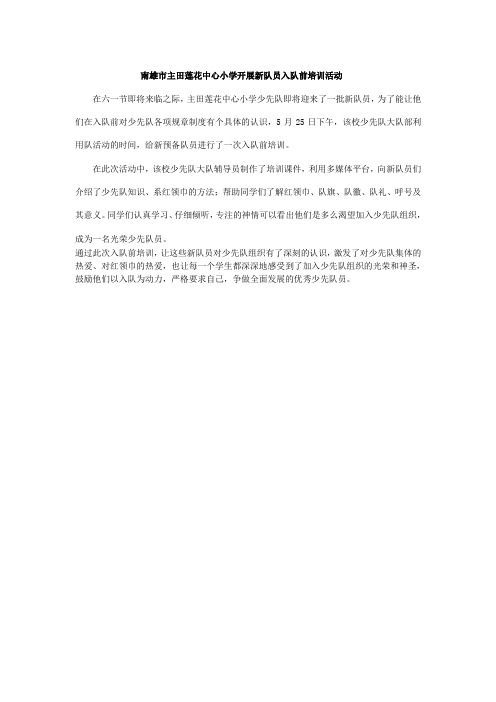 南雄市主田莲花中心小学开展新队员入队前培训活动