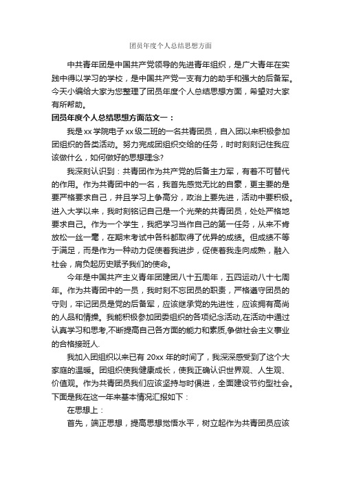 团员年度个人总结思想方面_思想工作总结_