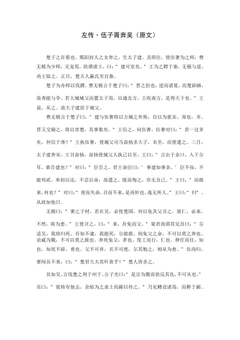 《左传·伍子胥奔吴》原文