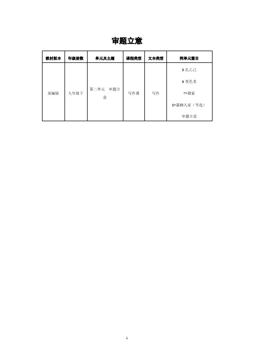 教师资格证面试真题讲解  部编版初中语文九年级下册 第二单元 写作类《审题立意》