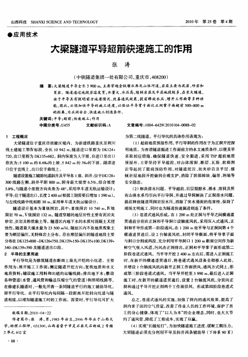 大梁隧道平导超前快速施工的作用
